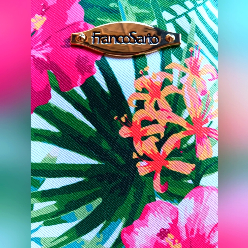 Like NEW! Franco Sarto Palm Paradise Floral Tote Bag with chained flat mini bag - Picture 2 of 8